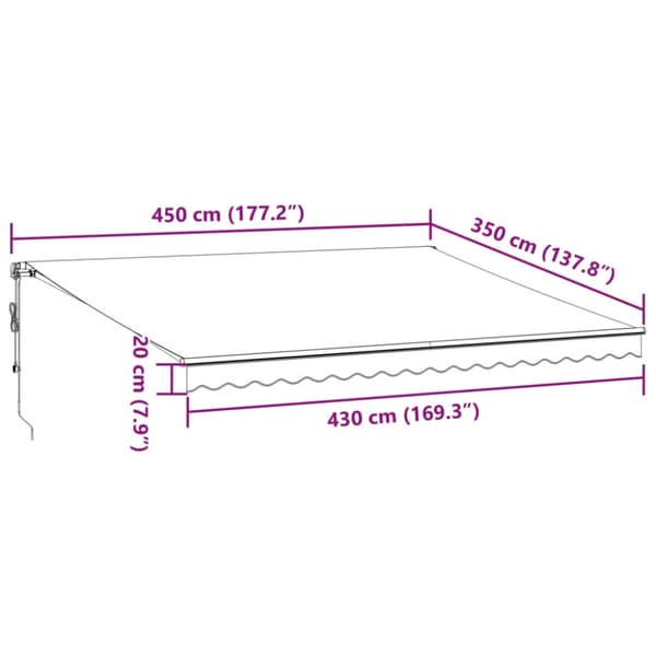 Markis automatiskt infällbar 450x350 cm antracit&vit