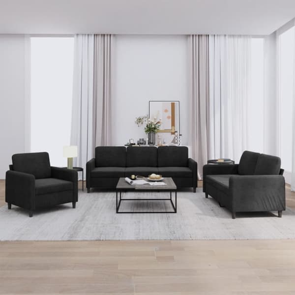 Soffgrupp 3 delar svart sammet