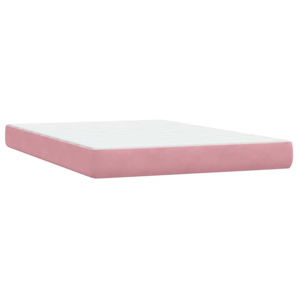 Ramsäng med madrass rosa 160x210 cm sammet