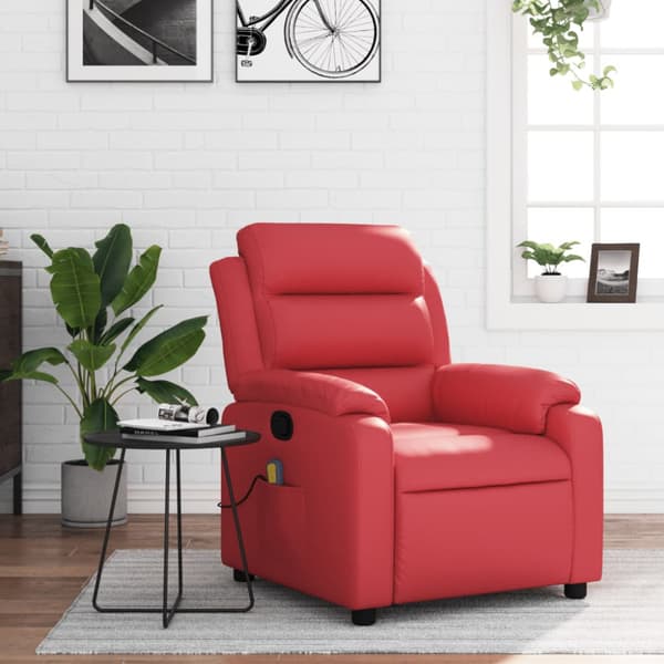 Massagefåtölj röd konstläder