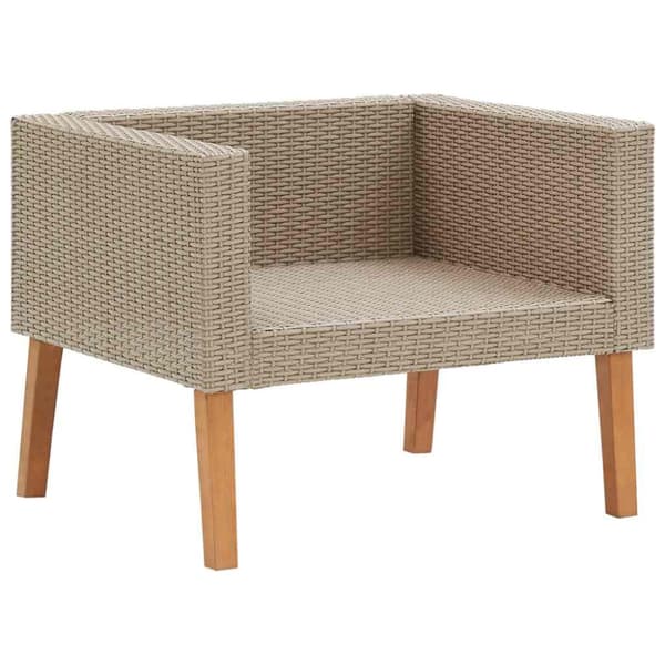 Trädgårdsfåtölj med dynor konstrotting beige