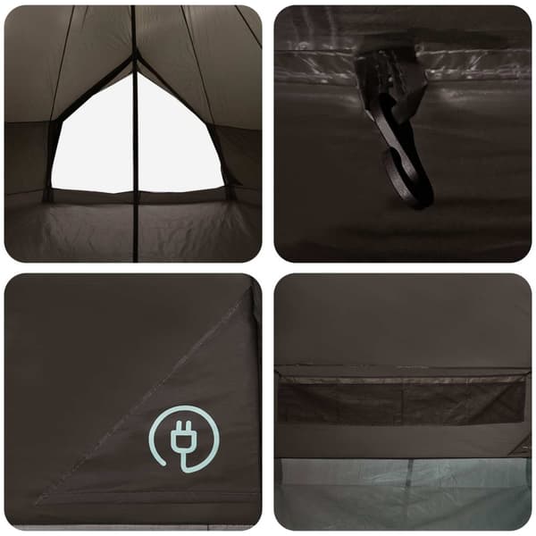 Tipi Tält Brun Grå 600 x 600 x 350 cm Polyester och Stål