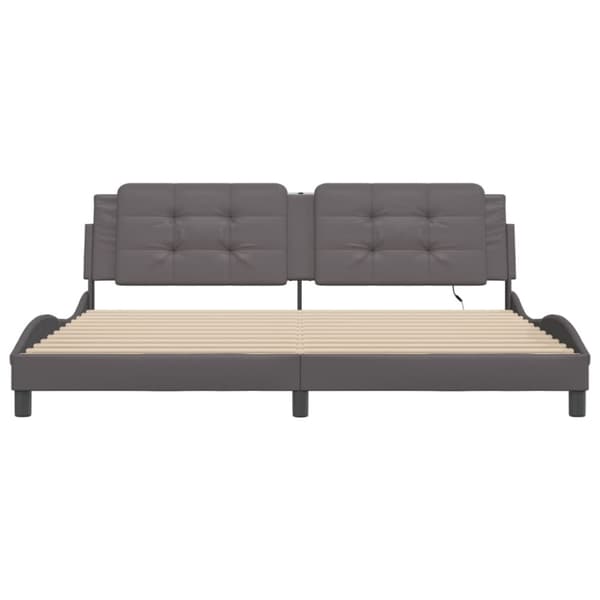 Bed Frame with LED without Mattress "Zadar" Grey 200x200 cm