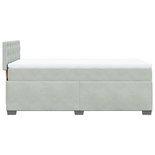 Ramsäng med madrass ljusgrå 90x190 cm sammet