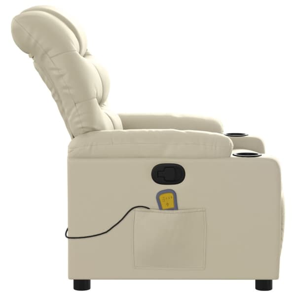Massagefåtölj krämfärgad konstläder