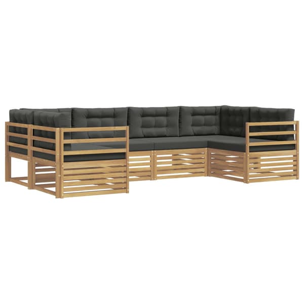 Utomhussoffset med kudde 6 pcs Vit och antracit Polyester