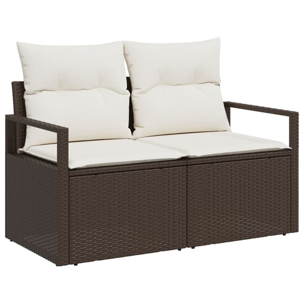 Trädgårdsoffset med kudde 7 pcs Brun Poly rattan