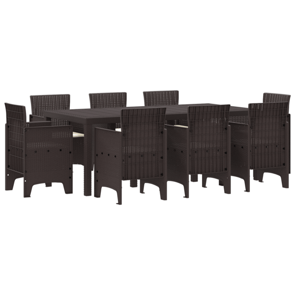 Trädgårdsmöbelset 9 pcs Brun Polypropylen