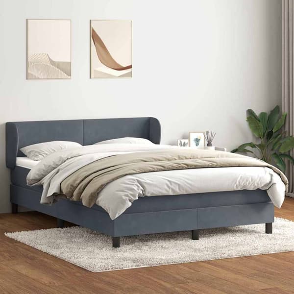 Ramsäng med madrass mörkgrå 160x210 cm sammet