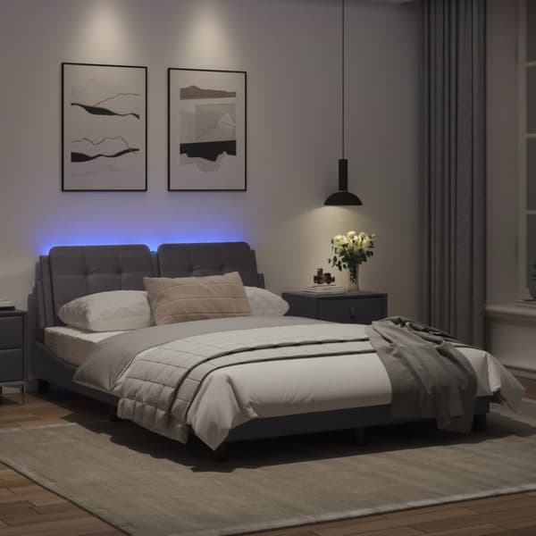 Bed Frame with LED without Mattress "Zadar" Grey 120x200 cm