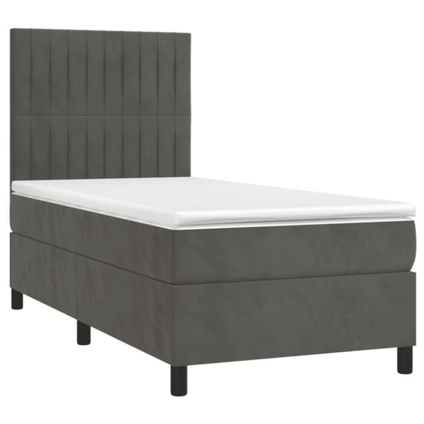 Ramsäng med madrass mörkgrå 100x200 cm sammet