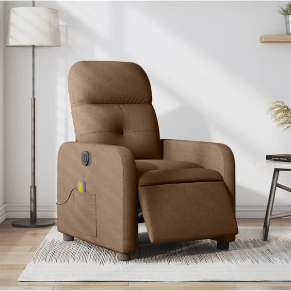 Elektrisk massagefåtölj brun tyg