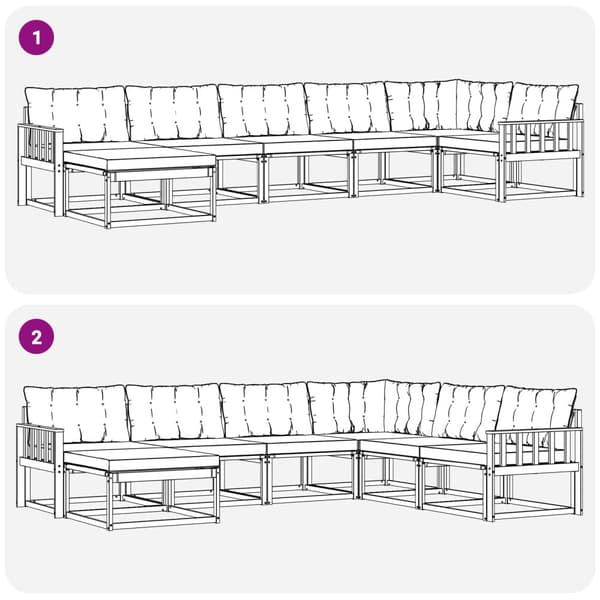 Utomhussoffset med kudde 7 pcs Vit och Beige