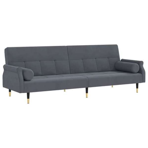Bäddsoffa med dynor mörkgrå sammet