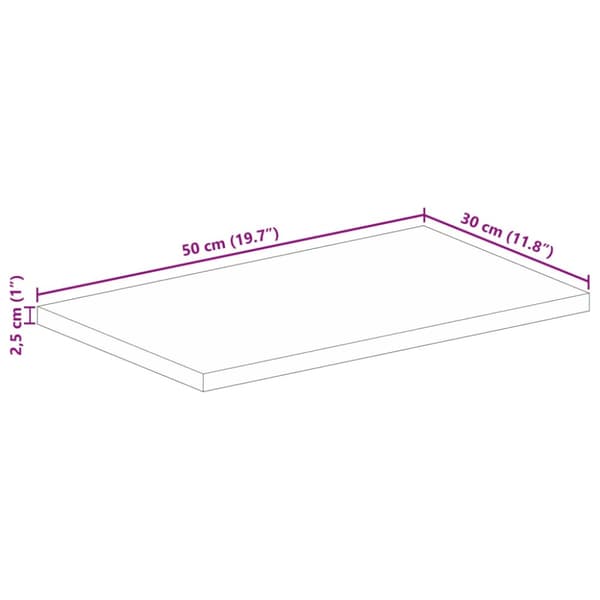 Bordsskiva 50x30x2,5 cm rektangulär massivt mango-trä