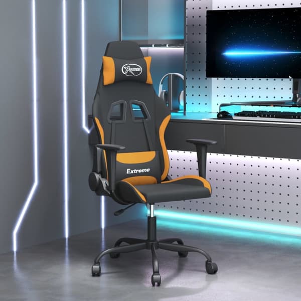 Gamingstol svart och orange tyg