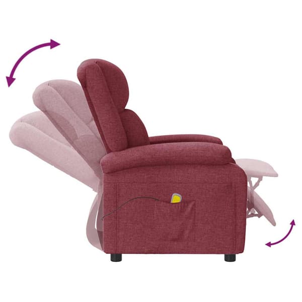 Massagefåtölj vinröd tyg
