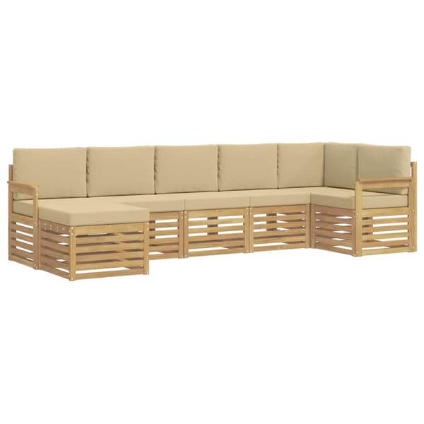 Utomhussoffset 6 pcs Vit och beige 306 x 128,5 x 73 cm