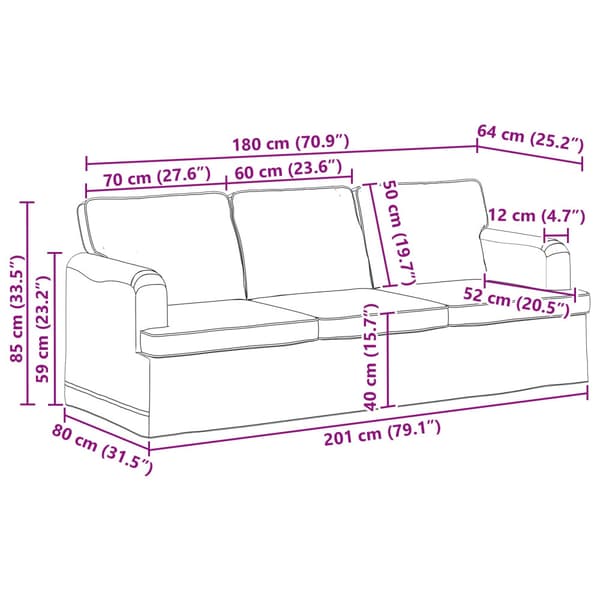 Soffset 2 pcs Taupe 144 x 80 x 85 cm tyg