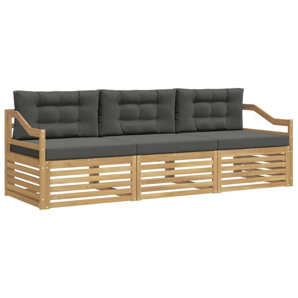 Utomhussoffset med kudde 3 pcs Vit och antracit Polyester