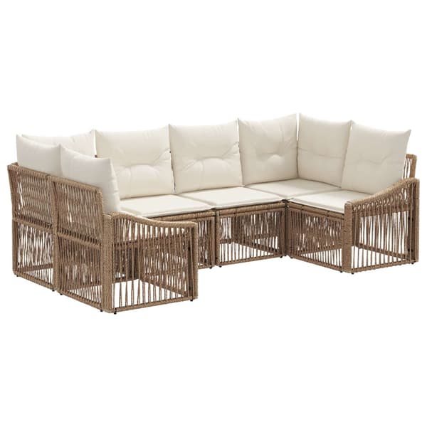 Trädgårdsoffset 6 st 6-Antal sittplatser Beige konstrotting
