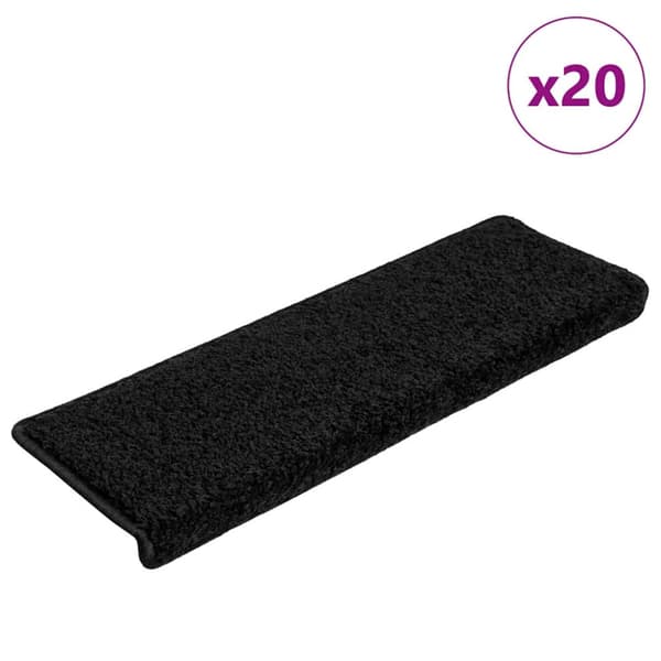 Trappmattor 20 st 65x21x4 cm svarta rektangulära kanter