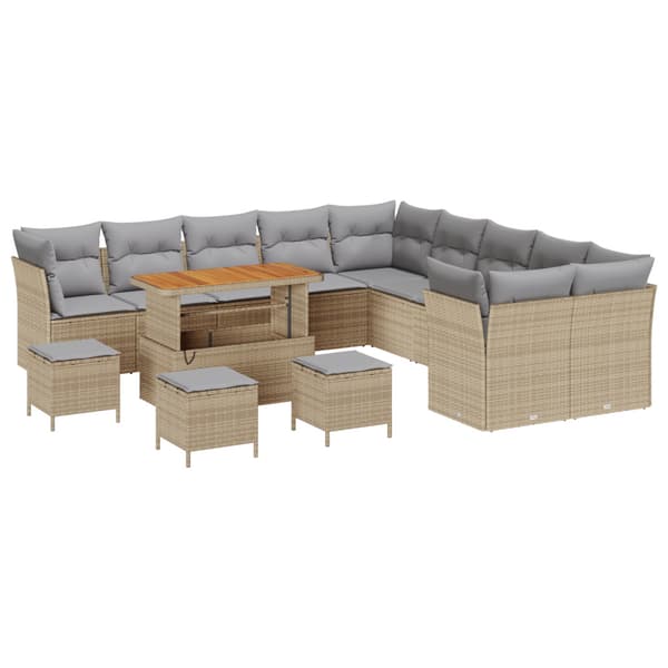 Trädgårdsoffset 14 pcs Beige konstrotting