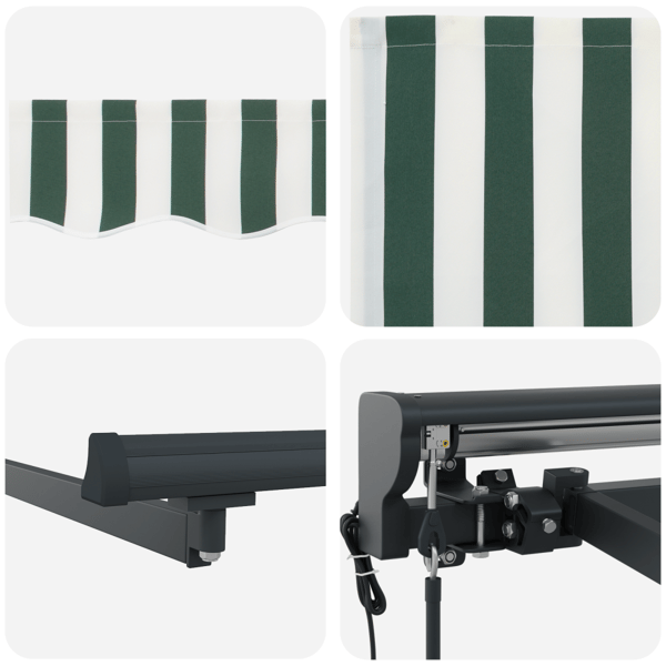 Markisram Grön och Vit 500 × 300 cm Polyester med PU-beläggning