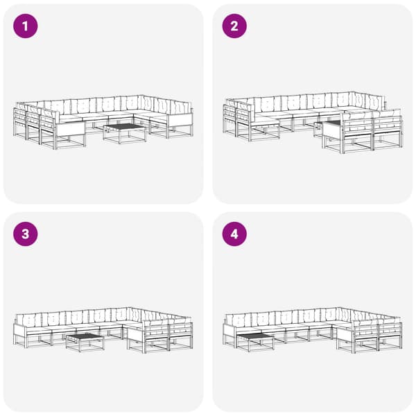 Utomhussoffset med kudde 10 pcs Naturlig och ljusgrå