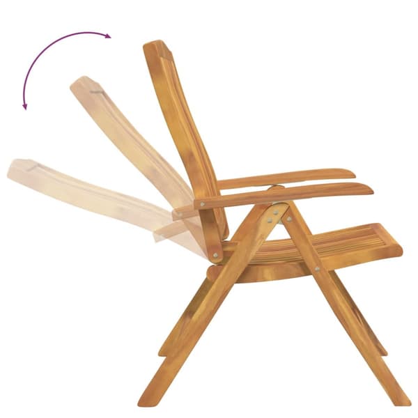 Fällbara fåtöljer med dynor, 8 st, massivt trä, teak