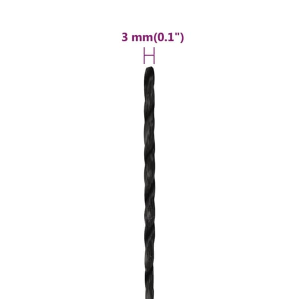 Rep svart 3 mm 50 m polypropylen