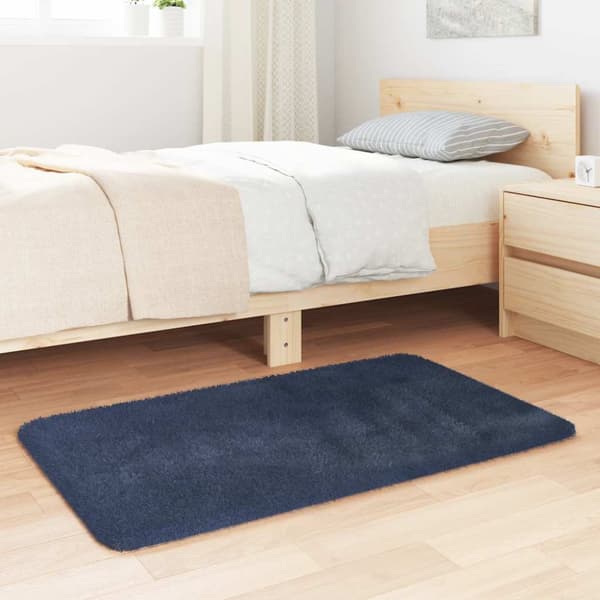 Ryamatta med lång lugg NAVARRA marinblå 60x100 cm polyester