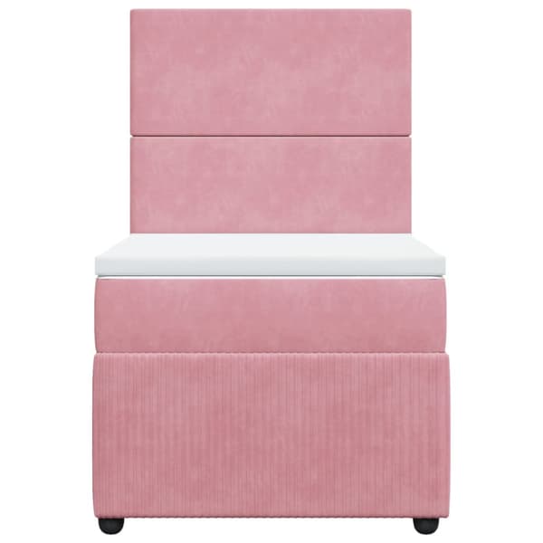 Ramsäng med madrass rosa 90x200 cm sammet