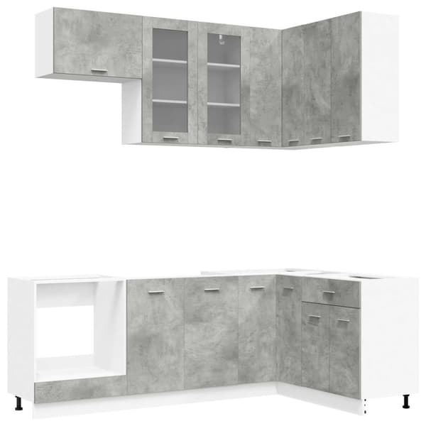 Köksenhet LYON 8 pcs Betonggrå Konstruerat trä