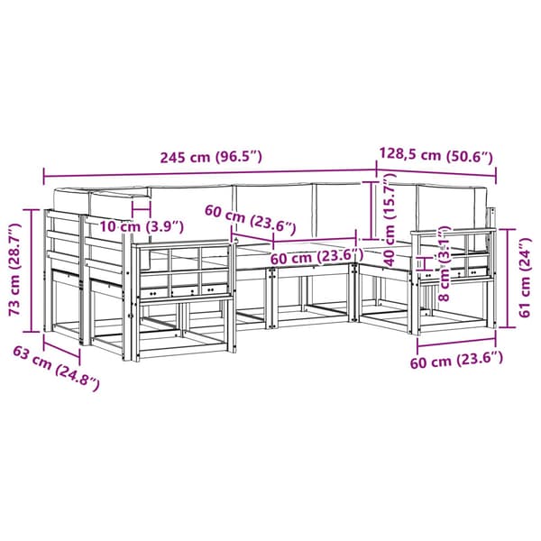 Utomhussoffset med kudde 6 pcs Vit och antracit