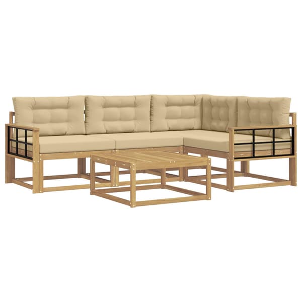 Utomhussoffset 5 pcs Vit och Beige 79 x 79 x 37 cm Polyester