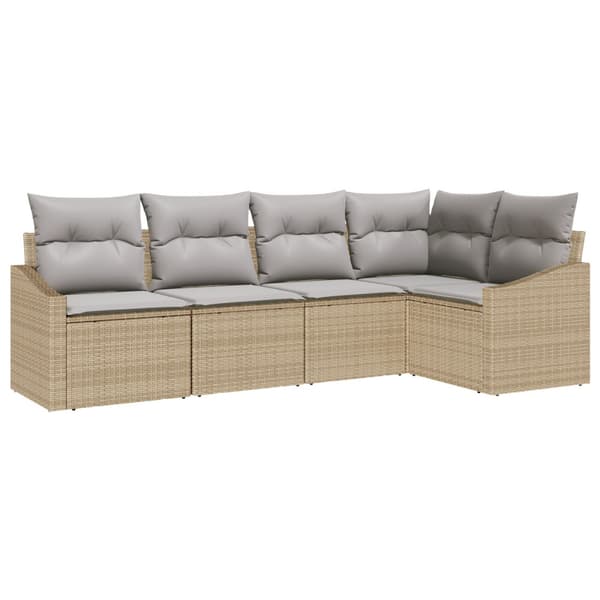Soffset med kudde 5 pcs Beige konstrotting