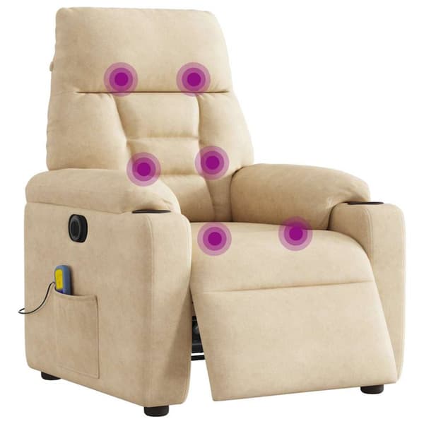 Elektrisk massagefåtölj gräddvit mikrofibertyg