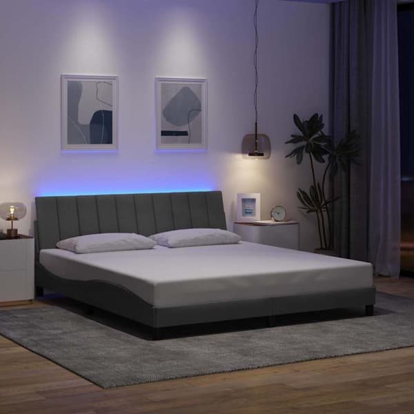 Bed Frame without Mattress "Hanko" Light Grey 180x200cm Fabric