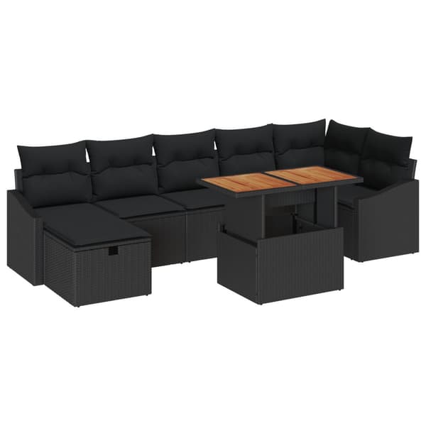 Trädgårdsoffset 8 pcs Svart konstrotting