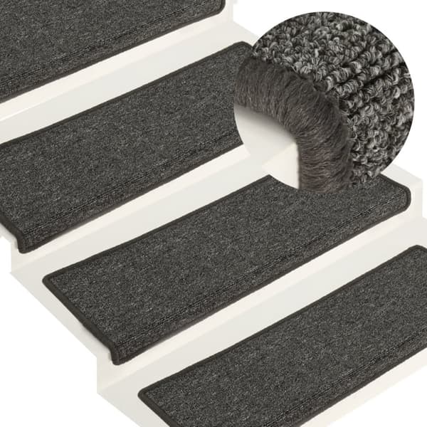 Trappmattor 15 st 65x21x4 cm mörkgrå rektangulär kant