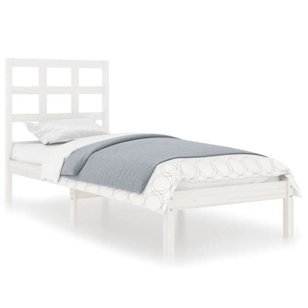 Sängram vit massivt trä 75x190 cm