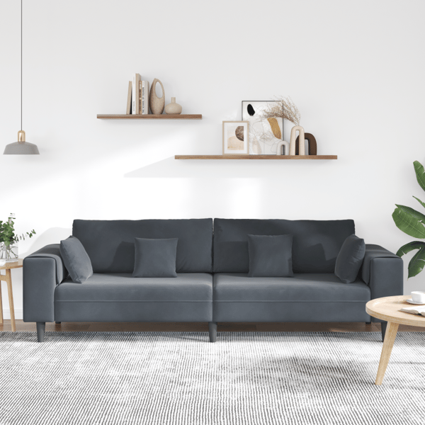 Soffa Mörkgrå 250 x 77 x 76 cm Sammet