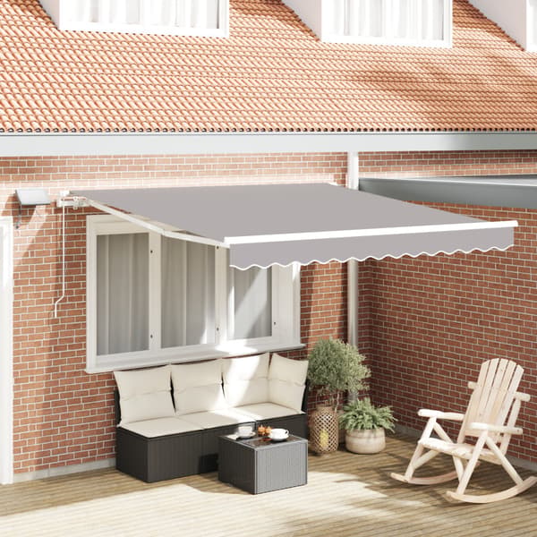 Utfällbar markis Ljusgrå 300 x 250 cm Tyger och Stål