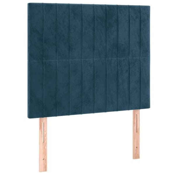 Ramsäng med madrass & LED mörkblå 90x200 cm sammet
