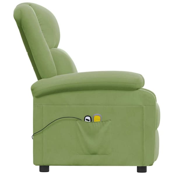 Massagefåtölj ljusgrön sammet