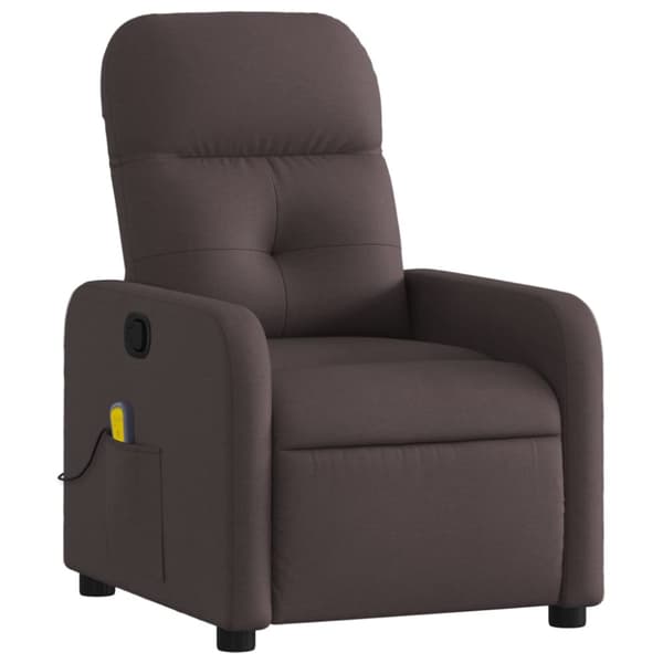 Massagefåtölj mörkbrun tyg