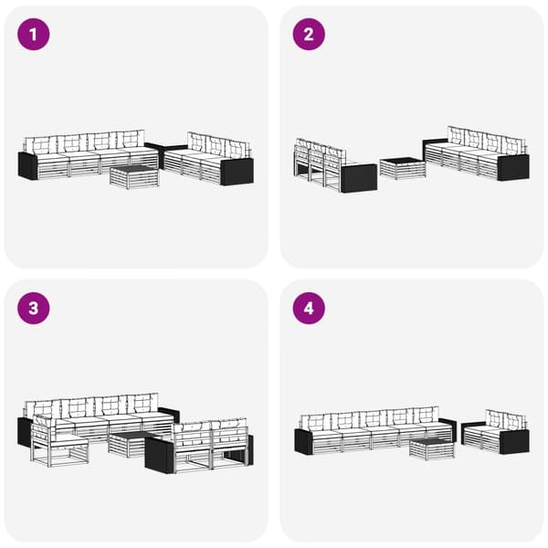 Utomhussoffset 8 pcs Naturlig och ljusgrå 79 x 79 x 37 cm
