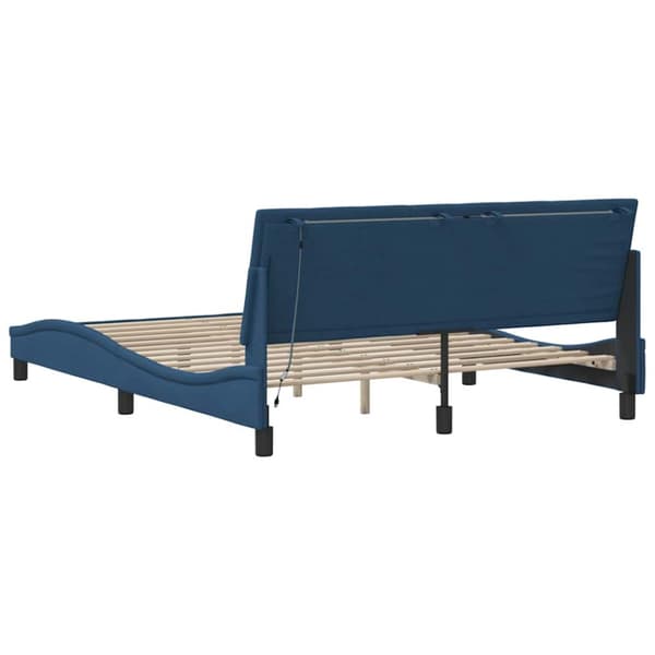 Bed Frame without Mattress "Hanko" Blue 160x200cm Fabric