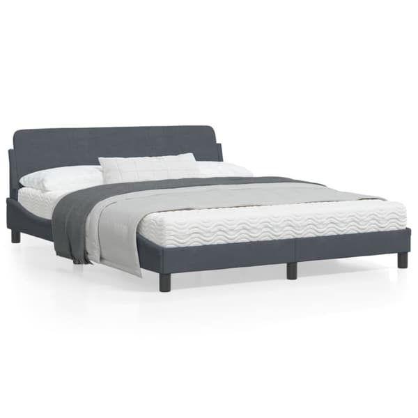 Bed Frame "Dover" Dark Grey 160x200 cm Velvet